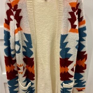 Crave Fame Multicolor Aztec Tribal Boho Women's Cardigan
